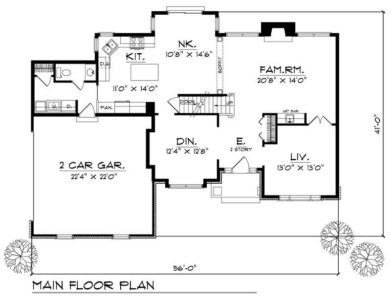 Floor Plan First Story of Colonial Plan #101-1294
