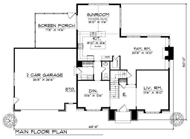 Floor Plan First Story of Colonial Plan #101-1301