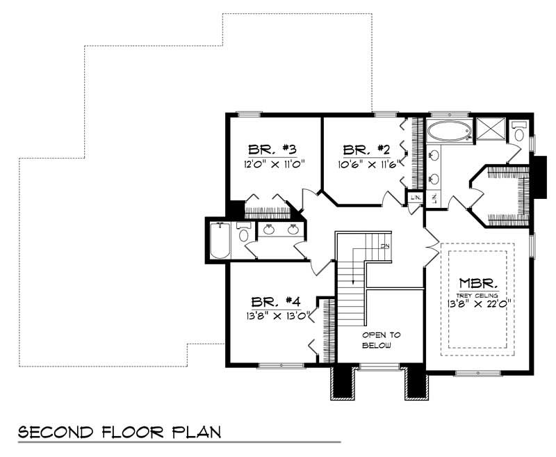 Floor Plan First Story of Colonial Plan #101-1301