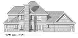 Home Plan Rear Elevation of this 4-Bedroom,2637 Sq Ft Plan -101-1307