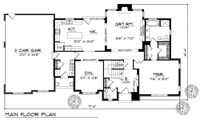 Floor Plan First Story of European Plan #101-1307