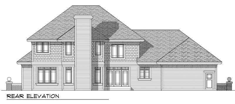 Home Plan Rear Elevation of this 4-Bedroom,3070 Sq Ft Plan -101-1308