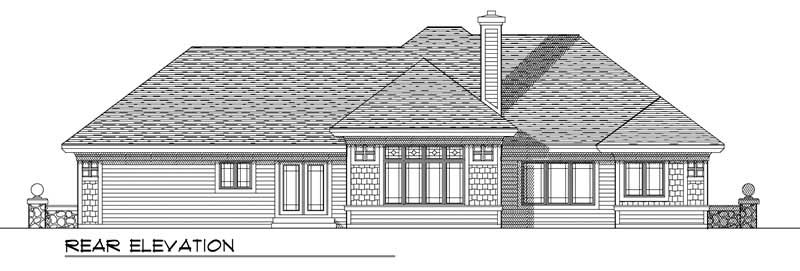 Home Plan Rear Elevation of this 3-Bedroom,2017 Sq Ft Plan -101-1309