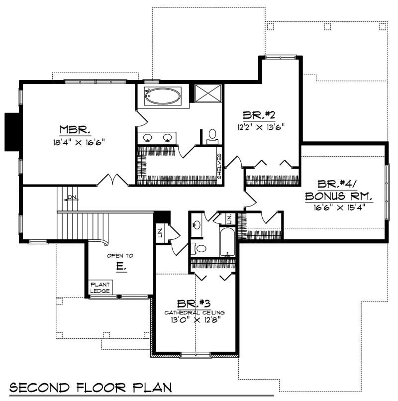 Floor Plan Second Story of Country Plan #101-1310