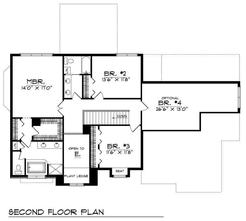 Floor Plan Second Story of Country Plan #101-1311
