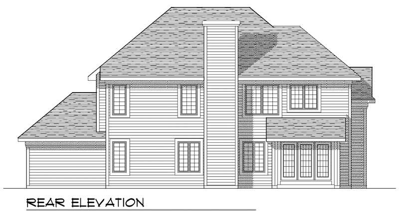 Home Plan Rear Elevation of this 4-Bedroom,2723 Sq Ft Plan -101-1313