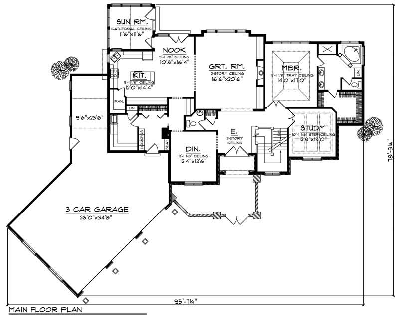 Floor Plan First Story of European Plan #101-1314