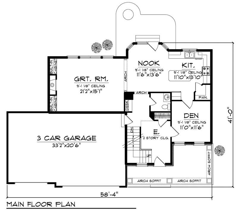Floor Plan First Story of Traditional Plan #101-1316