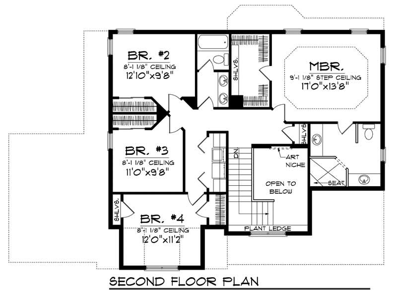 Floor Plan Second Story of Traditional Plan #101-1316