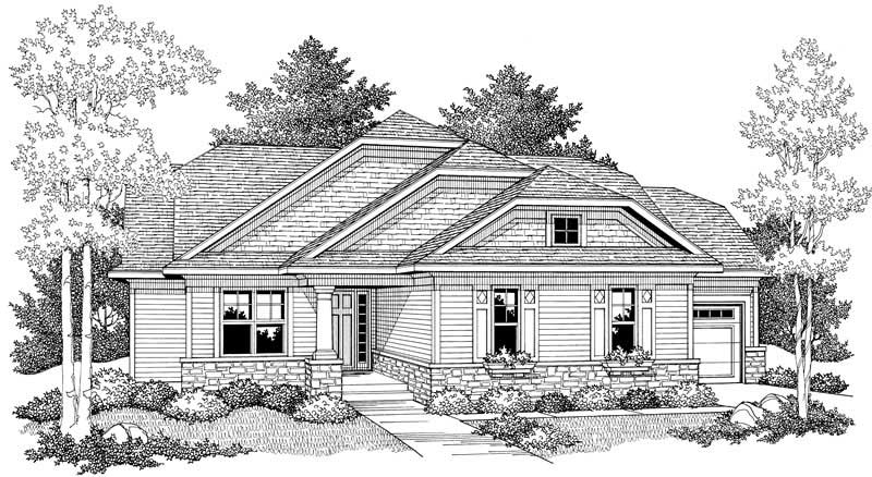 Home Plan Front Elevation of this 2-Bedroom,1416 Sq Ft Plan -101-1317
