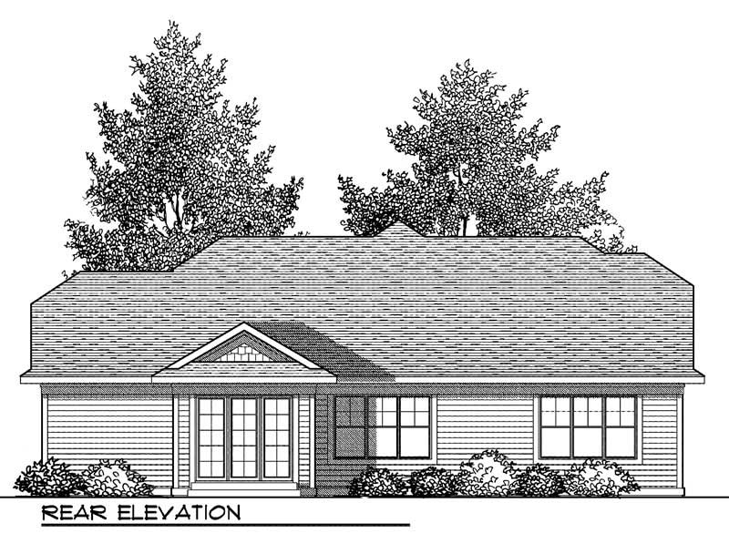 Home Plan Rear Elevation of this 2-Bedroom,1416 Sq Ft Plan -101-1317