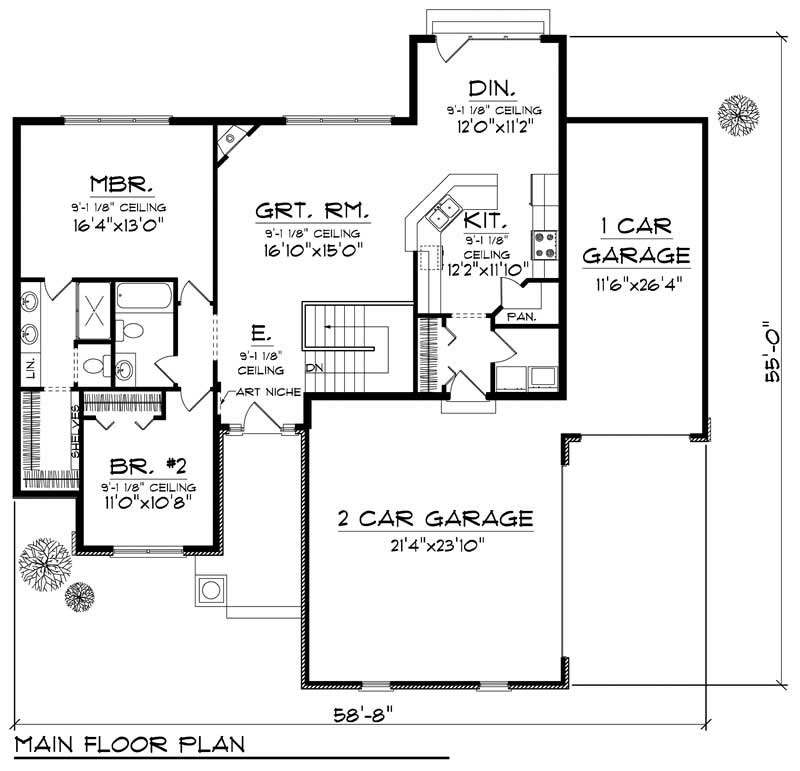 Floor Plan First Story of Craftsman Plan #101-1317
