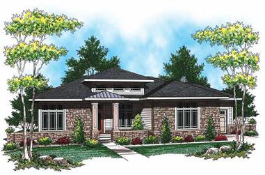 2-Bedroom, 2017 Sq Ft Ranch House Plan - 101-1329 - Front Exterior