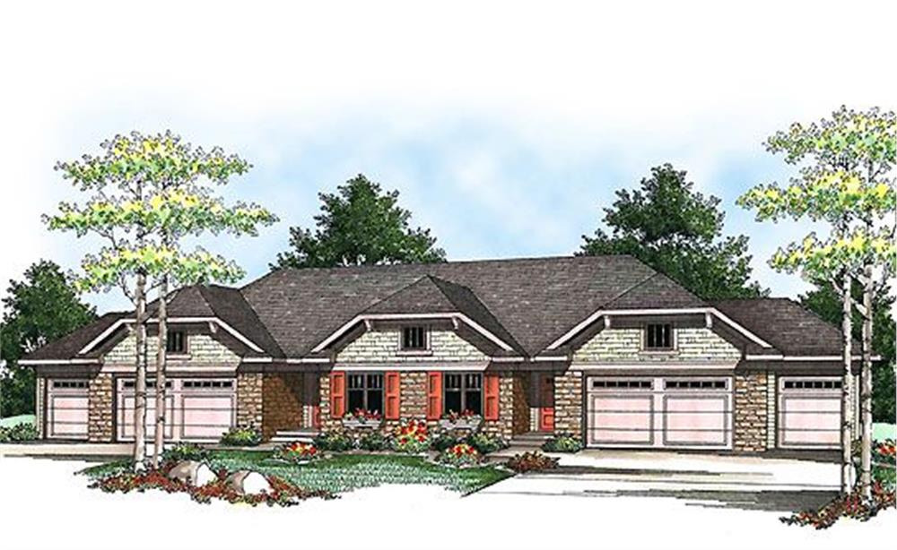 Front elevation of Multi-Unit home (ThePlanCollection: House Plan #101-1334)