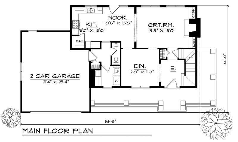 Floor Plan First Story of Cape Cod Plan #101-1335