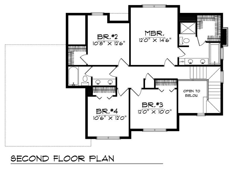 Floor Plan Second Story of Cape Cod Plan #101-1335