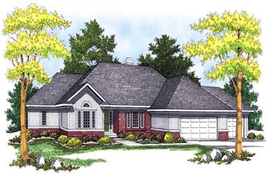 3-Bedroom, 3513 Sq Ft Ranch House Plan - 101-1338 - Front Exterior