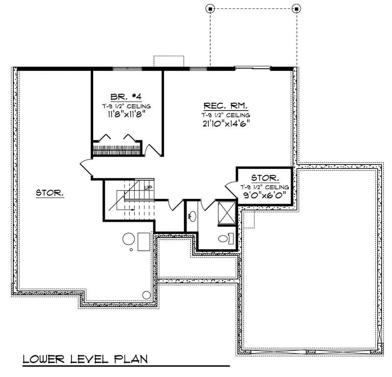 Floor Plan Basement of Ranch Plan #101-1342