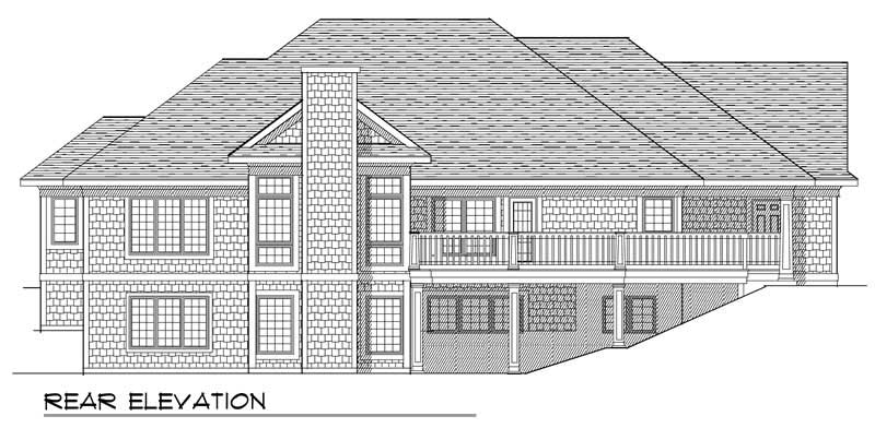 Home Plan Rear Elevation of this 4-Bedroom,3228 Sq Ft Plan -101-1348