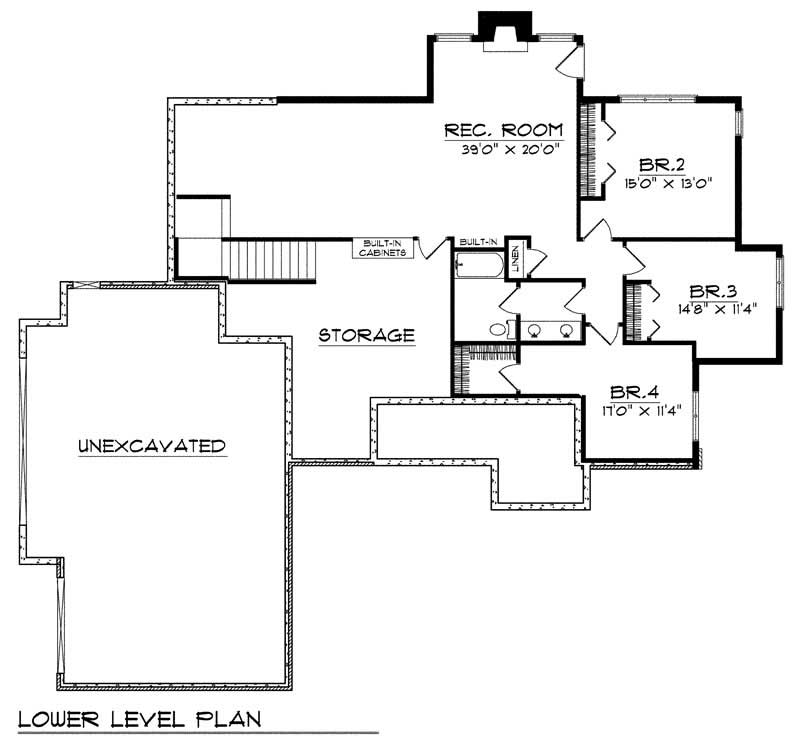 Floor Plan Basement of Country Plan #101-1348