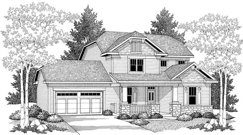 Home Plan Front Elevation of this 3-Bedroom,2079 Sq Ft Plan -101-1350
