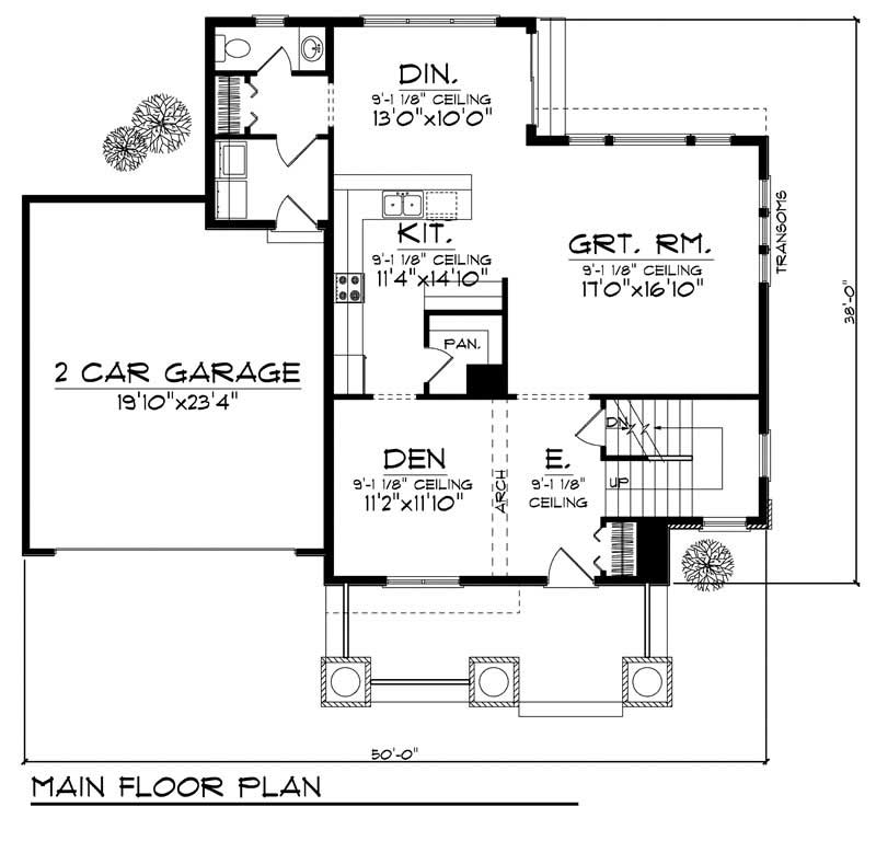 Floor Plan First Story of Craftsman Plan #101-1351