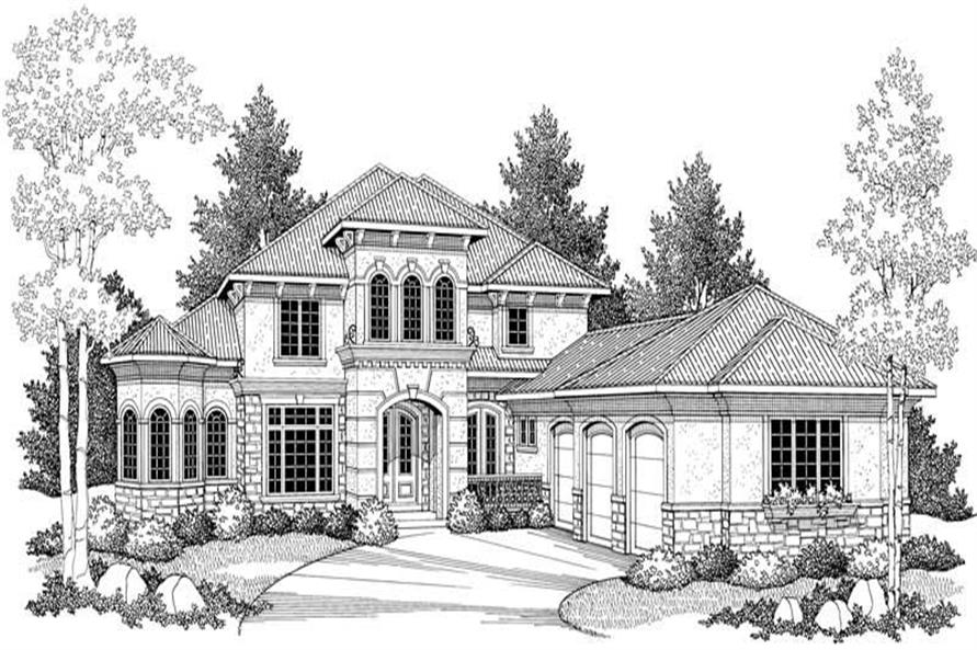 Home Plan Front Elevation of this 4-Bedroom,3687 Sq Ft Plan -101-1353