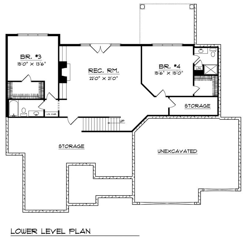 Floor Plan Basement of Craftsman Plan #101-1365