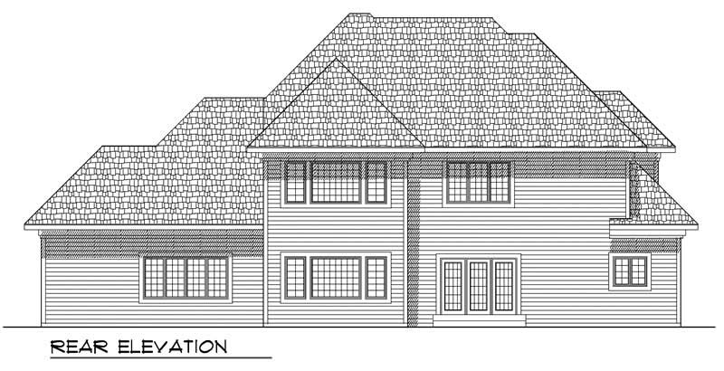 Home Plan Rear Elevation of this 4-Bedroom,3487 Sq Ft Plan -101-1375