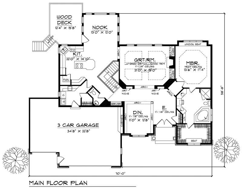 Floor Plan First Story of Ranch Plan #101-1376