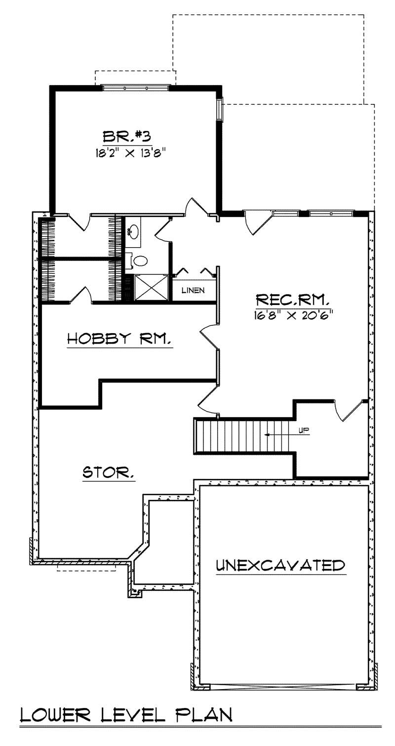 Floor Plan Basement of Ranch Plan #101-1379