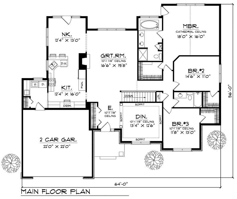 Floor Plan First Story of Country Plan #101-1389