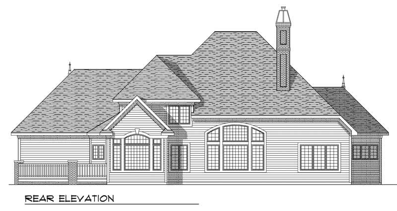 Home Plan Rear Elevation of this 4-Bedroom,3556 Sq Ft Plan -101-1392