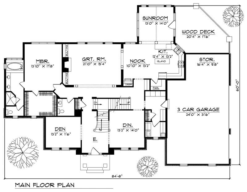 Floor Plan First Story of European Plan #101-1392