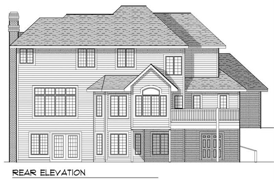 Home Plan Rear Elevation of this 4-Bedroom,2838 Sq Ft Plan -101-1393