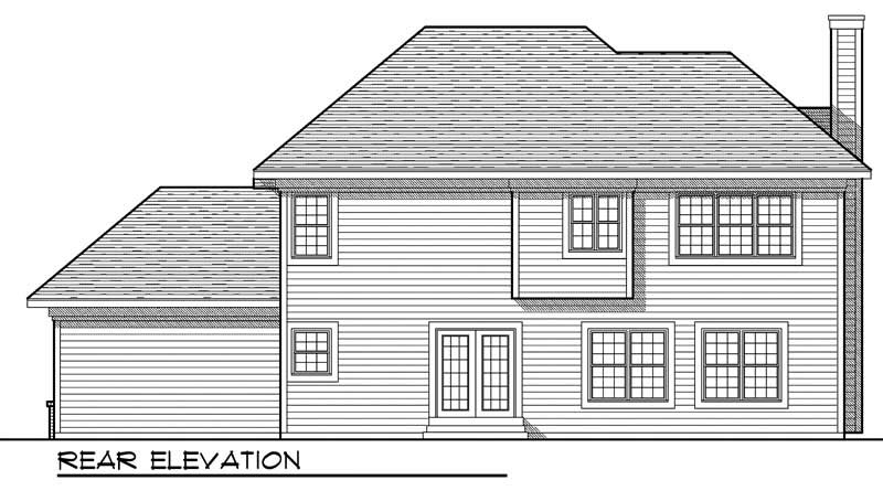 Home Plan Rear Elevation of this 4-Bedroom,2107 Sq Ft Plan -101-1397