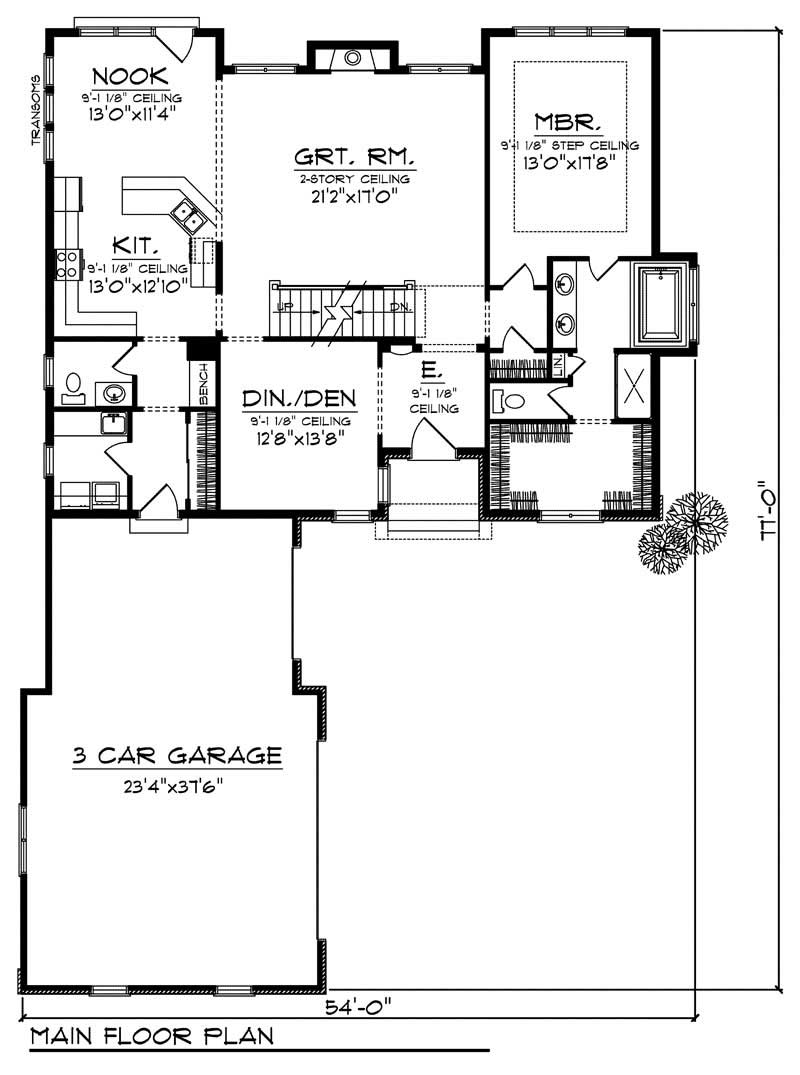 Floor Plan First Story of European Plan #101-1399