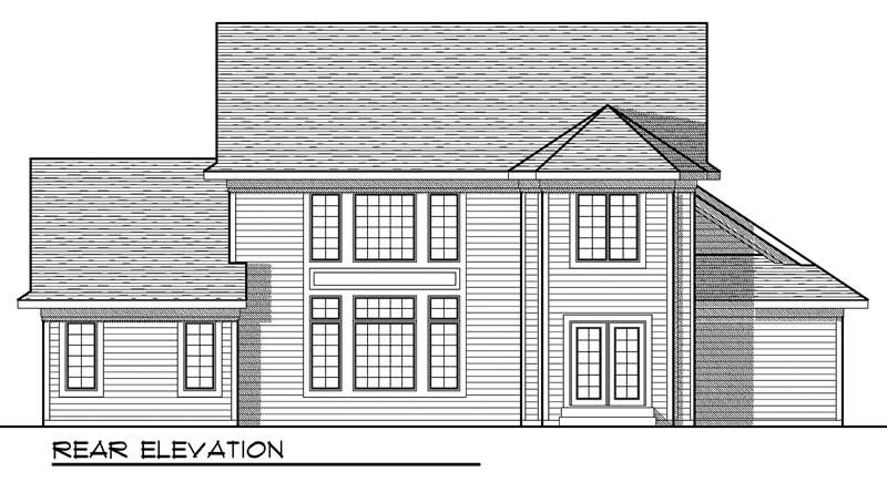 Home Plan Rear Elevation of this 4-Bedroom,2415 Sq Ft Plan -101-1402