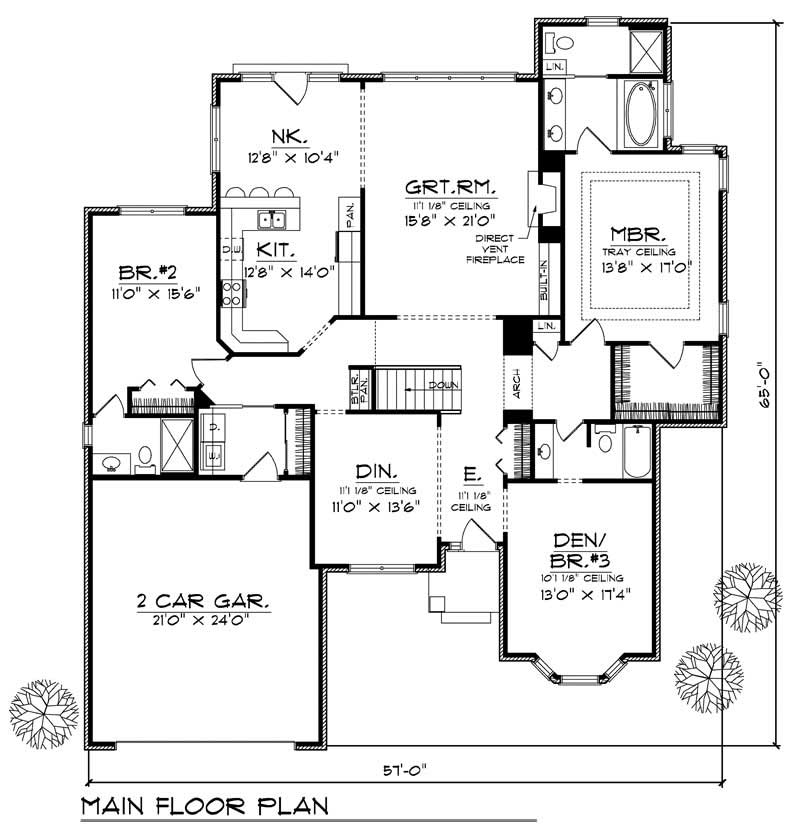 Floor Plan First Story of Ranch Plan #101-1404