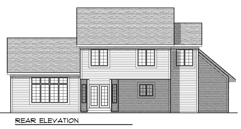 Home Plan Rear Elevation of this 4-Bedroom,2419 Sq Ft Plan -101-1405