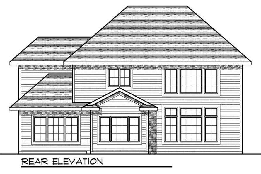 Home Plan Rear Elevation of this 4-Bedroom,2704 Sq Ft Plan -101-1409