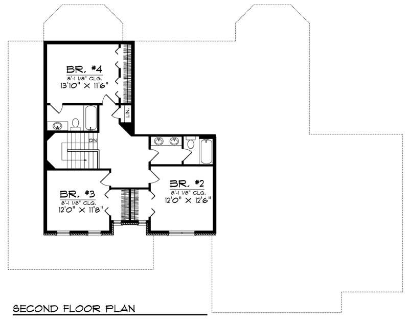 Floor Plan Second Story of Country Plan #101-1416
