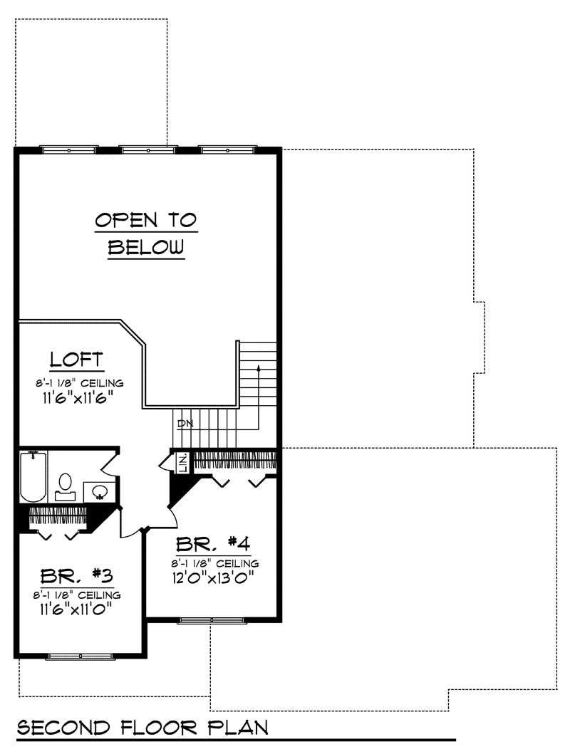 Floor Plan Second Story of Country Plan #101-1423