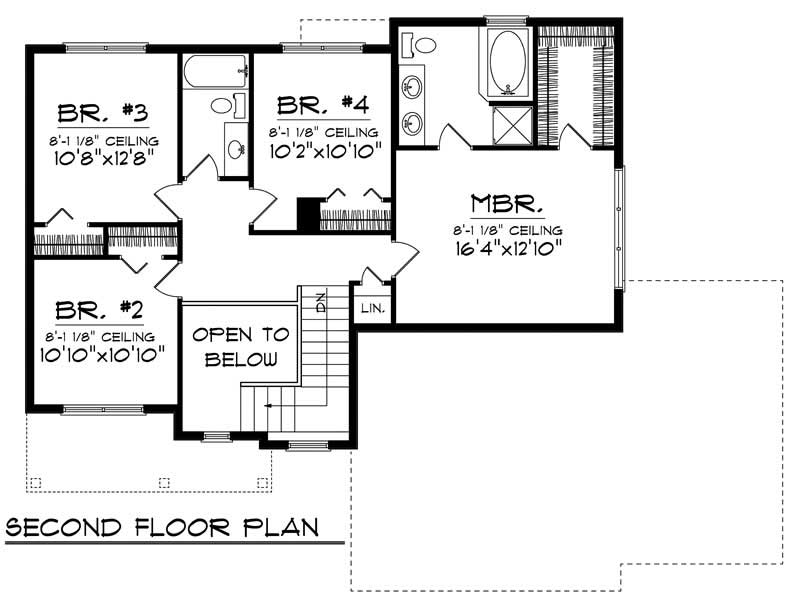 Floor Plan Second Story of Country Plan #101-1424