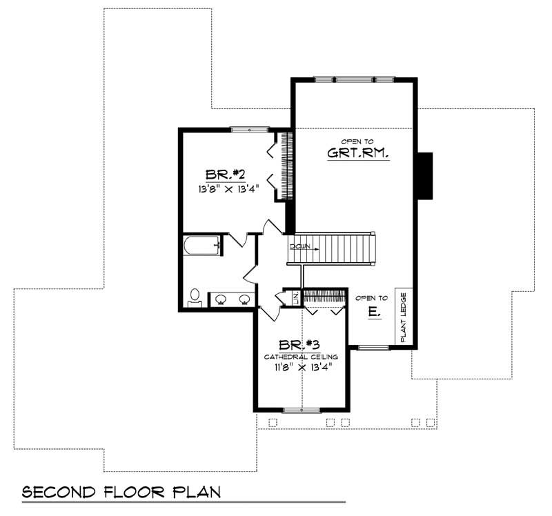 Floor Plan Second Story of Country Plan #101-1428