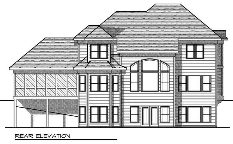 Home Plan Rear Elevation of this 4-Bedroom,3617 Sq Ft Plan -101-1430