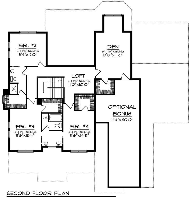 Floor Plan Second Story of Country Plan #101-1430