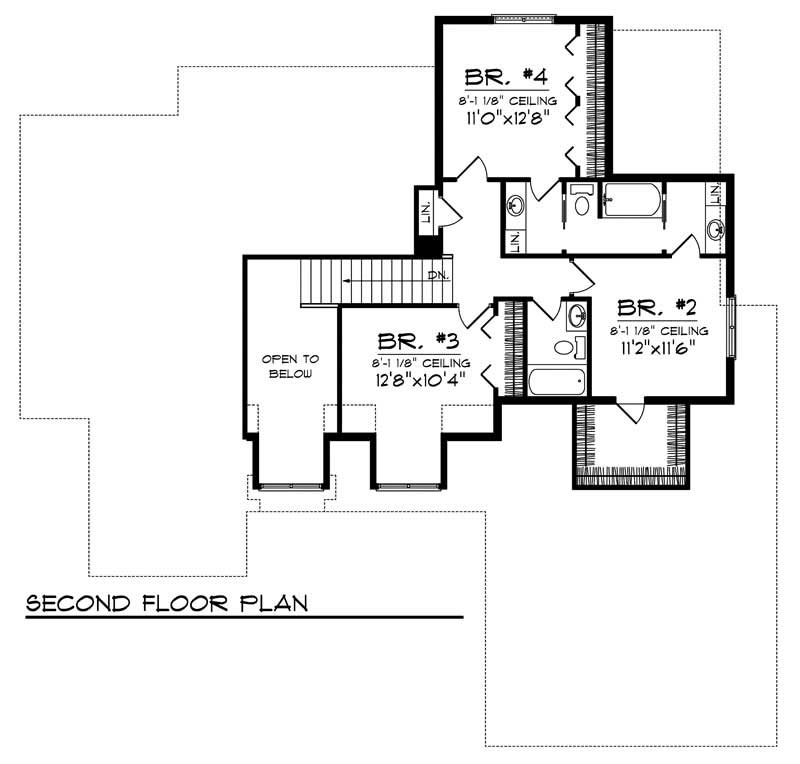 Floor Plan Second Story of Country Plan #101-1439