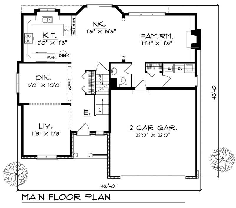 Floor Plan First Story of Craftsman Plan #101-1459