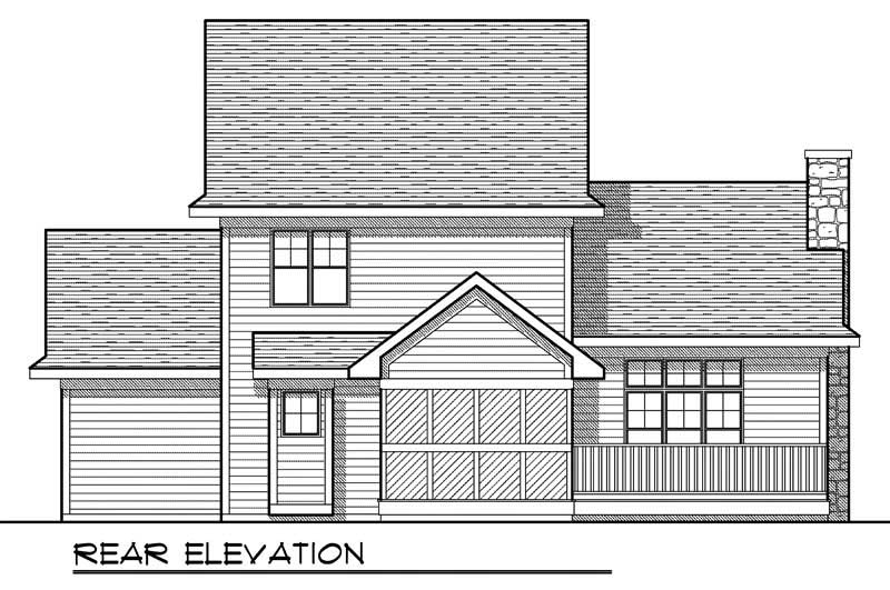 Home Plan Rear Elevation of this 3-Bedroom,1414 Sq Ft Plan -101-1462